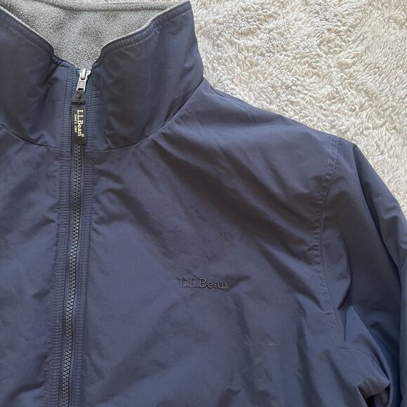 L.L. Bean Men's Warm-Up Bomber Jacket Fleece Lined Navy Blue Size XL 205107 - Picture 3 of 7
